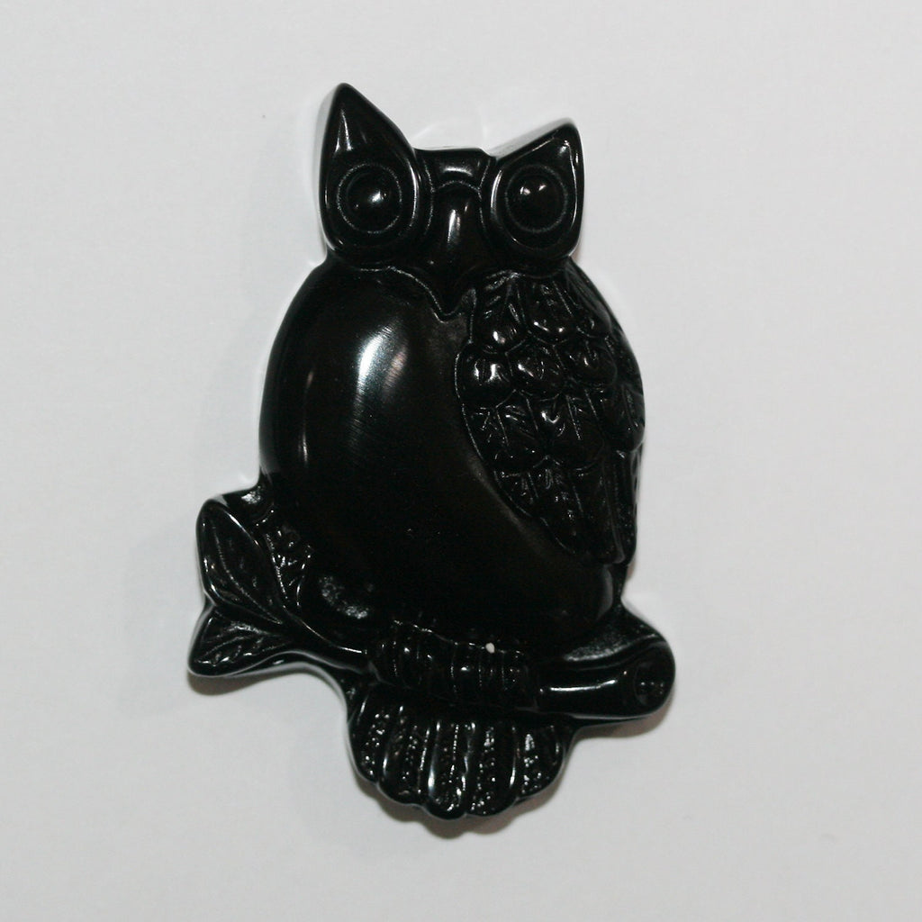 Pendentif hibou en obsidienne 50x34mm.