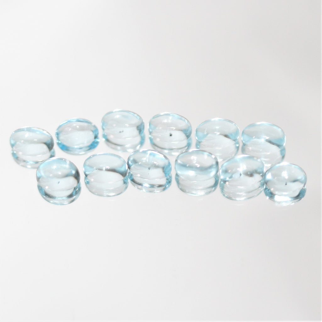 Sky Blue Topaz Smooth Oval Cabochons Lot 6x4mm.- 12 Pieces