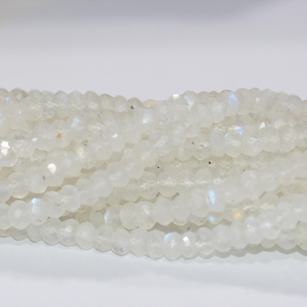 13" St Moonstone Faceted Rondelle Beads 6x3mm.-Strand 33cm