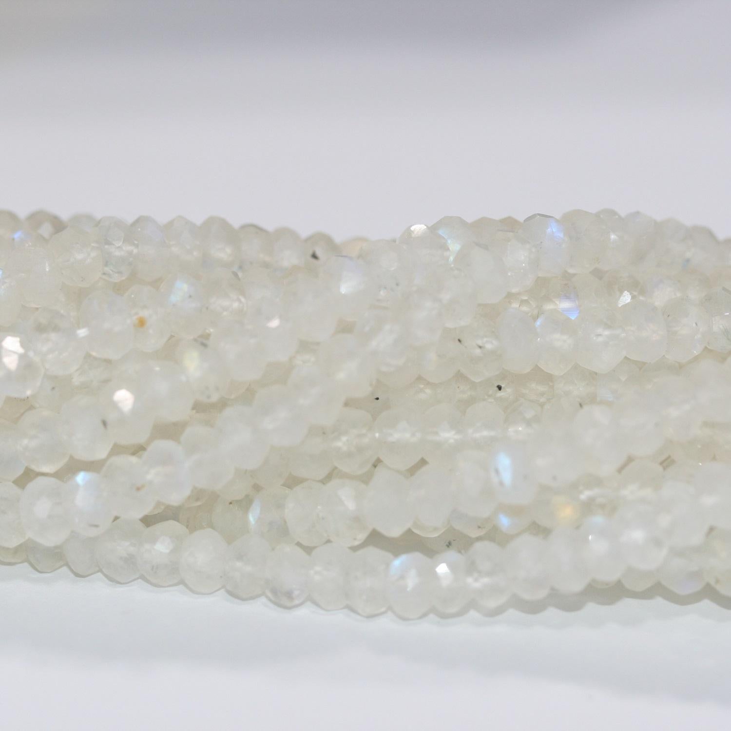 13" St Moonstone Faceted Rondelle Beads 6x3mm.-Strand 33cm
