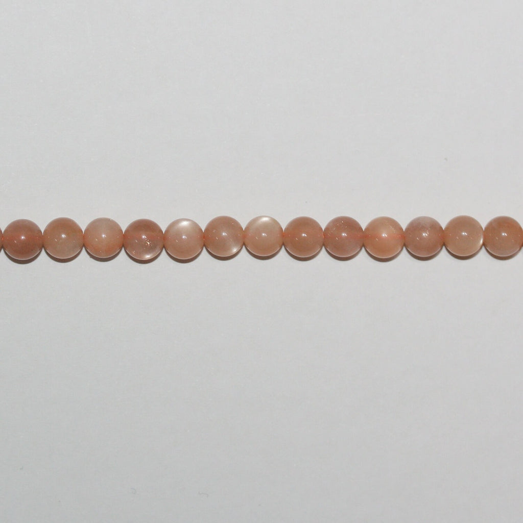 Cuentas redondas lisas de piedra lunar marrón de 16", 5-5,5 mm, hilo de 40 cm.