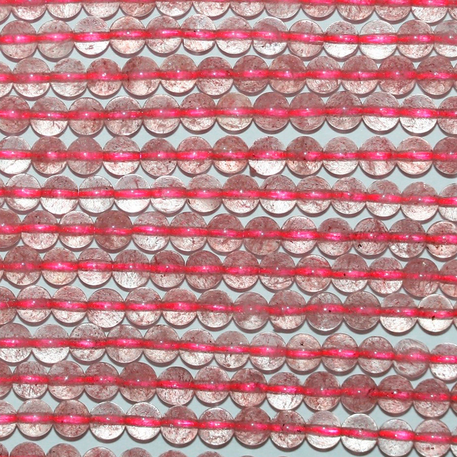 Cuentas redondas lisas de cuarzo cereza de 4 mm (16") - Hilo de 40 cm