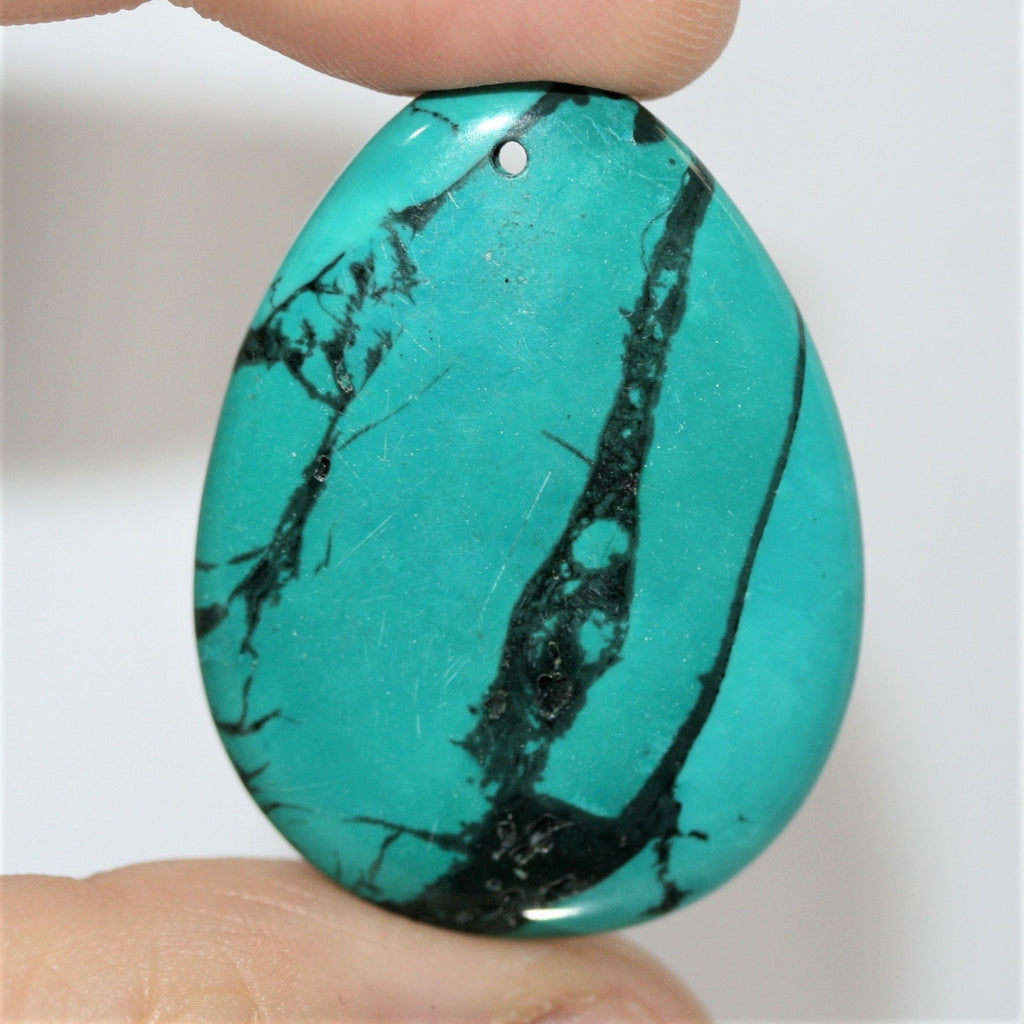 1 Pc Smooth Oval Turquoise Pendant 40x30mm. approx. - 1 Piece