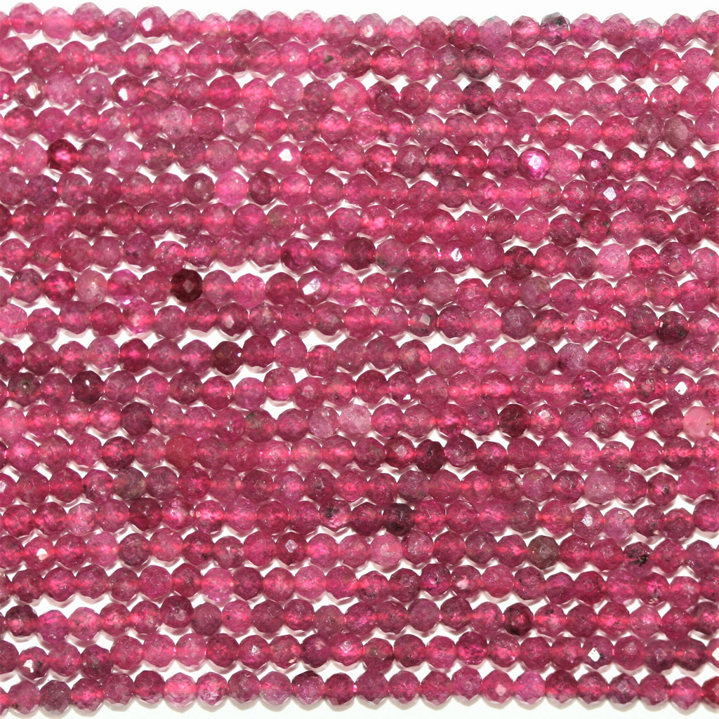 15" St Ruby Facetté Rond Perles 2mm.-Rig 39cm.