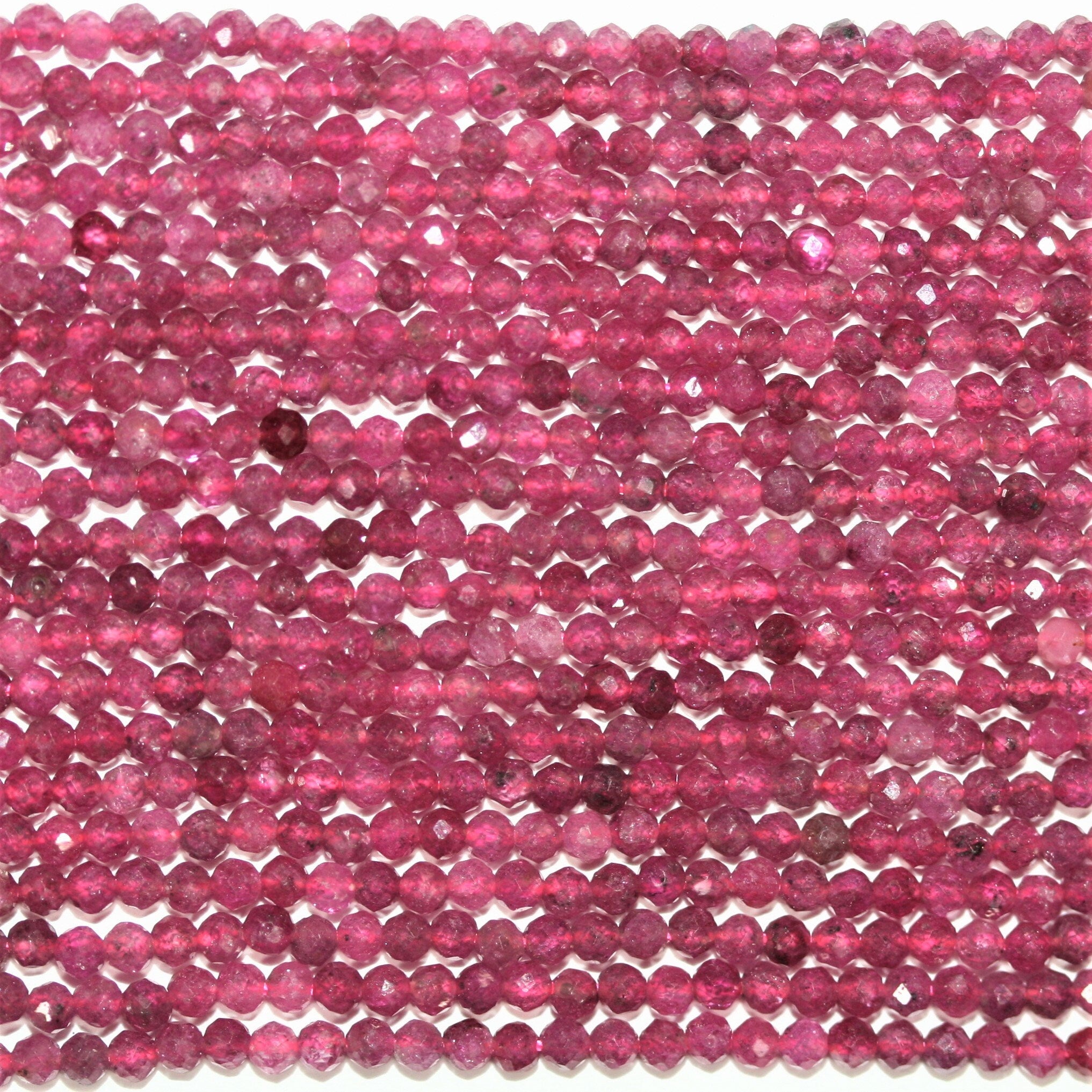 15" St Ruby Facetté Rond Perles 2mm.-Rig 39cm.