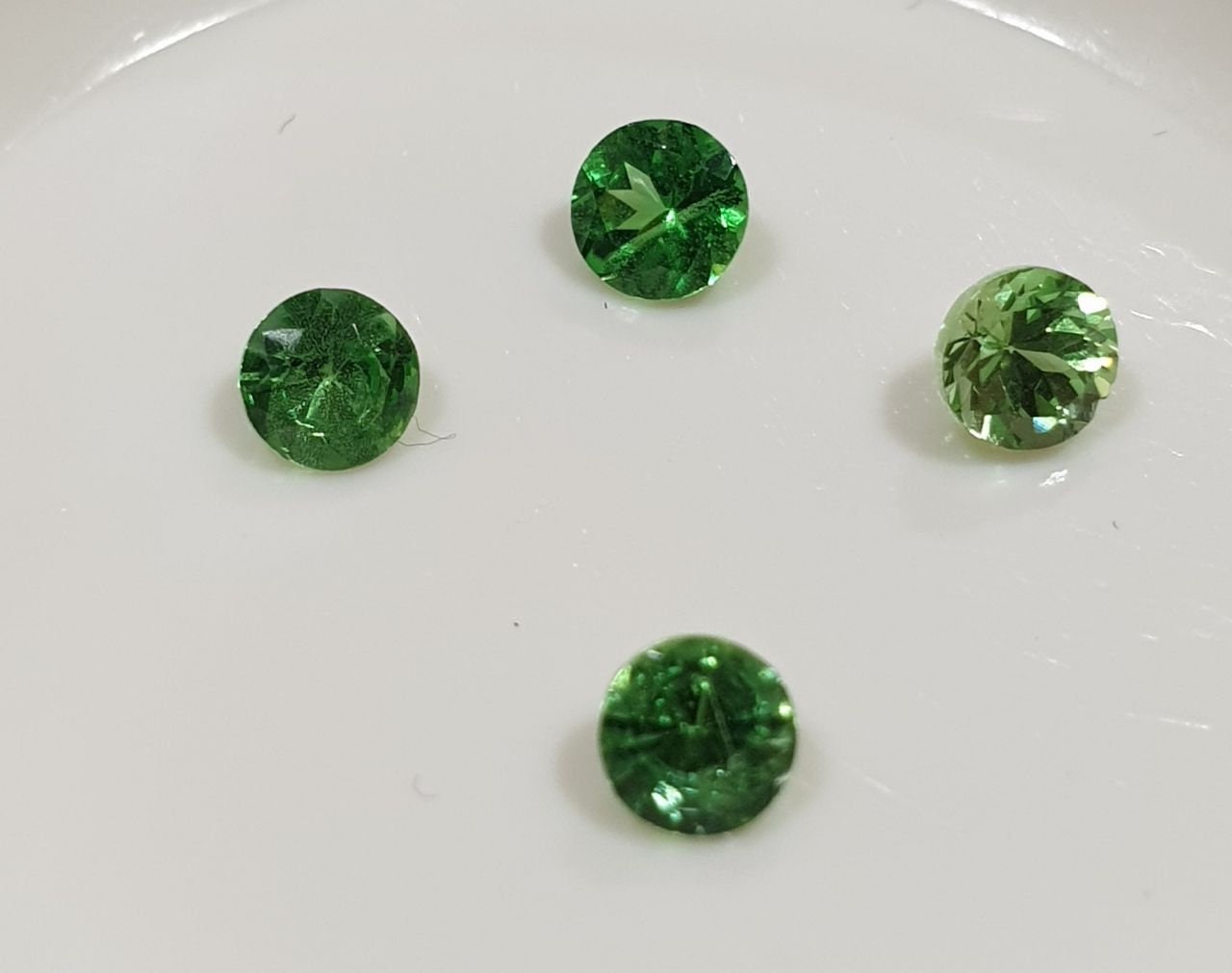 1 Pc Tsavorite Garnet Faceted Round 3mm.-(1Pc)  -Gemstone Parcels-Loose Stones Wholesale Price