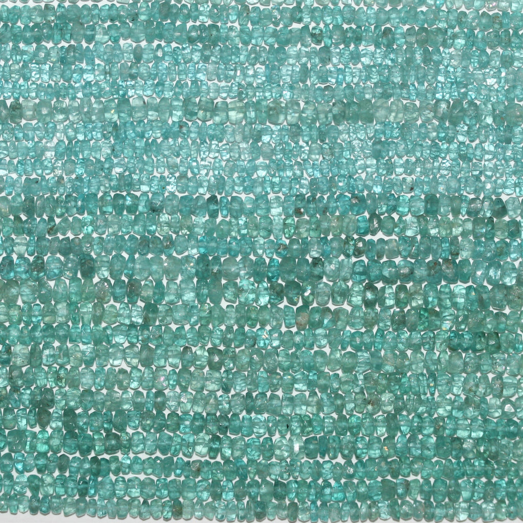 14" St Greenish blue Apatite Faceted Rondelle Beads 4x3mm.-Strand 37cm