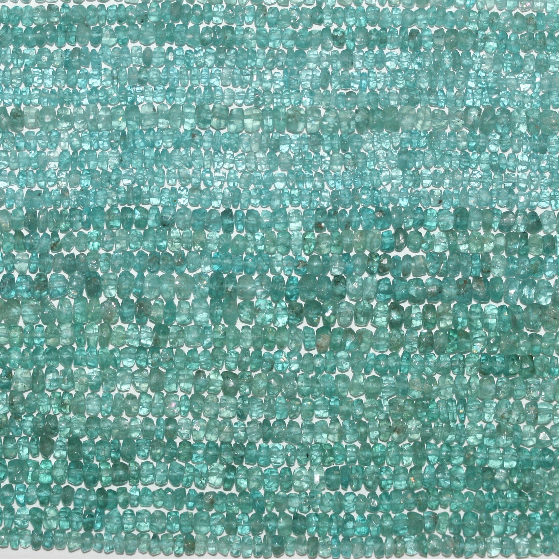 14" St Greenish blue Apatite Faceted Rondelle Beads 4x3mm.-Strand 37cm