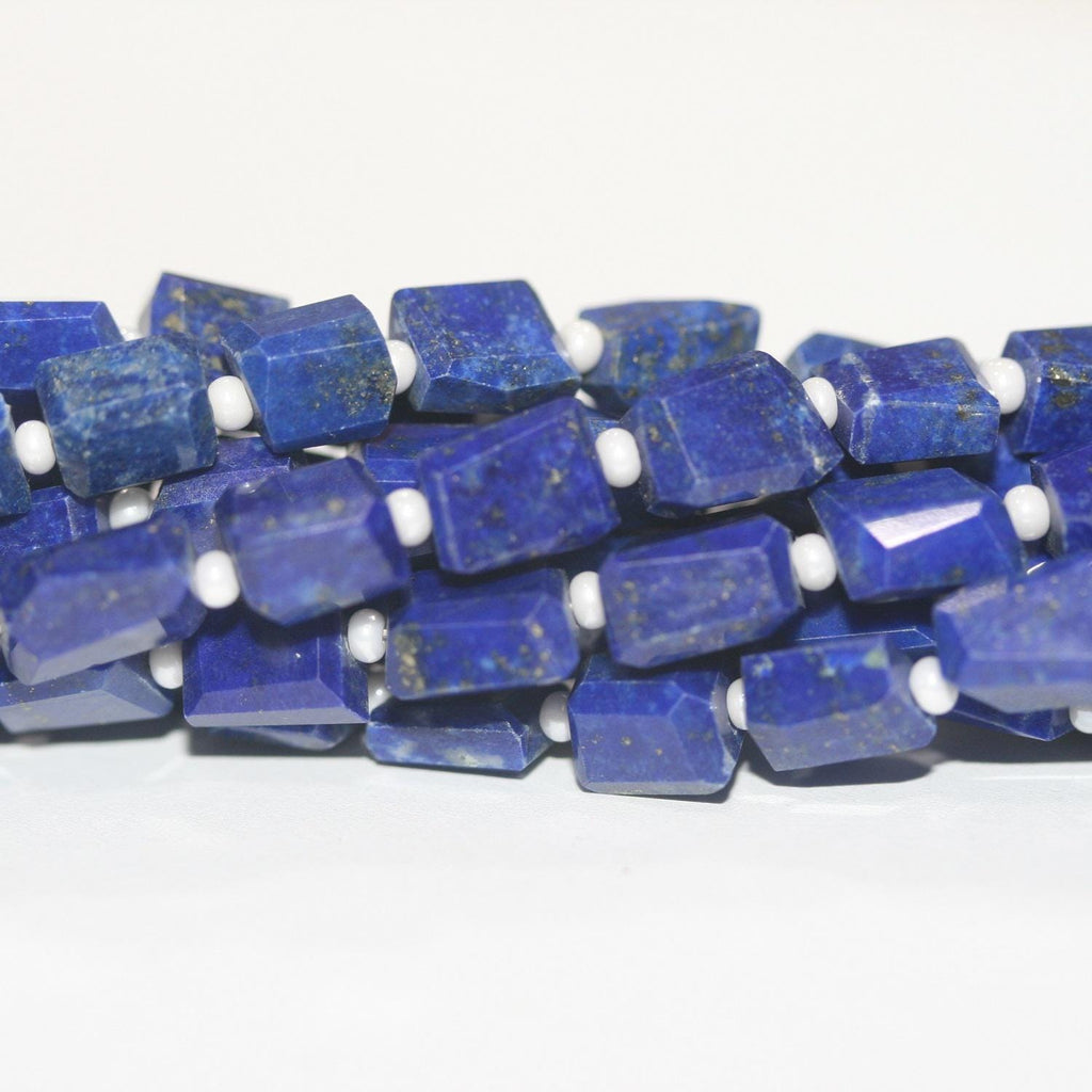 14" St Lapis Lazuli Irregular Faceted Square Beads  6-7mm.Approx-Strand 36cm.-Item.12476