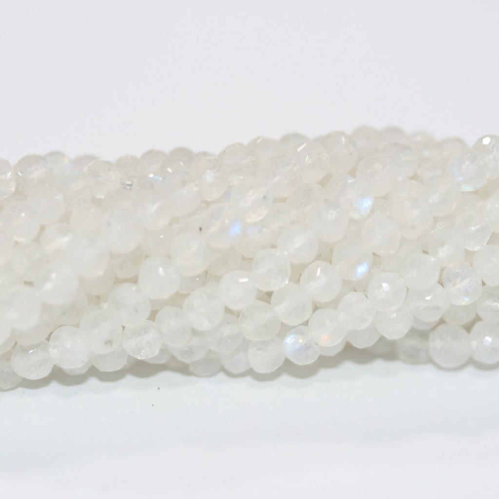 12" St Moonstone Faceted Round Beads 4mm.-Strand 33cm.-Item.9574