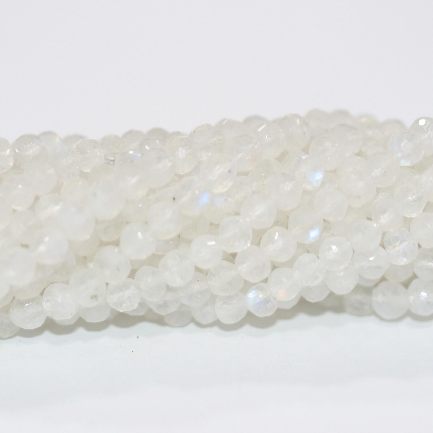 12" St Moonstone Faceted Round Beads 4mm.-Strand 33cm.-Item.9574