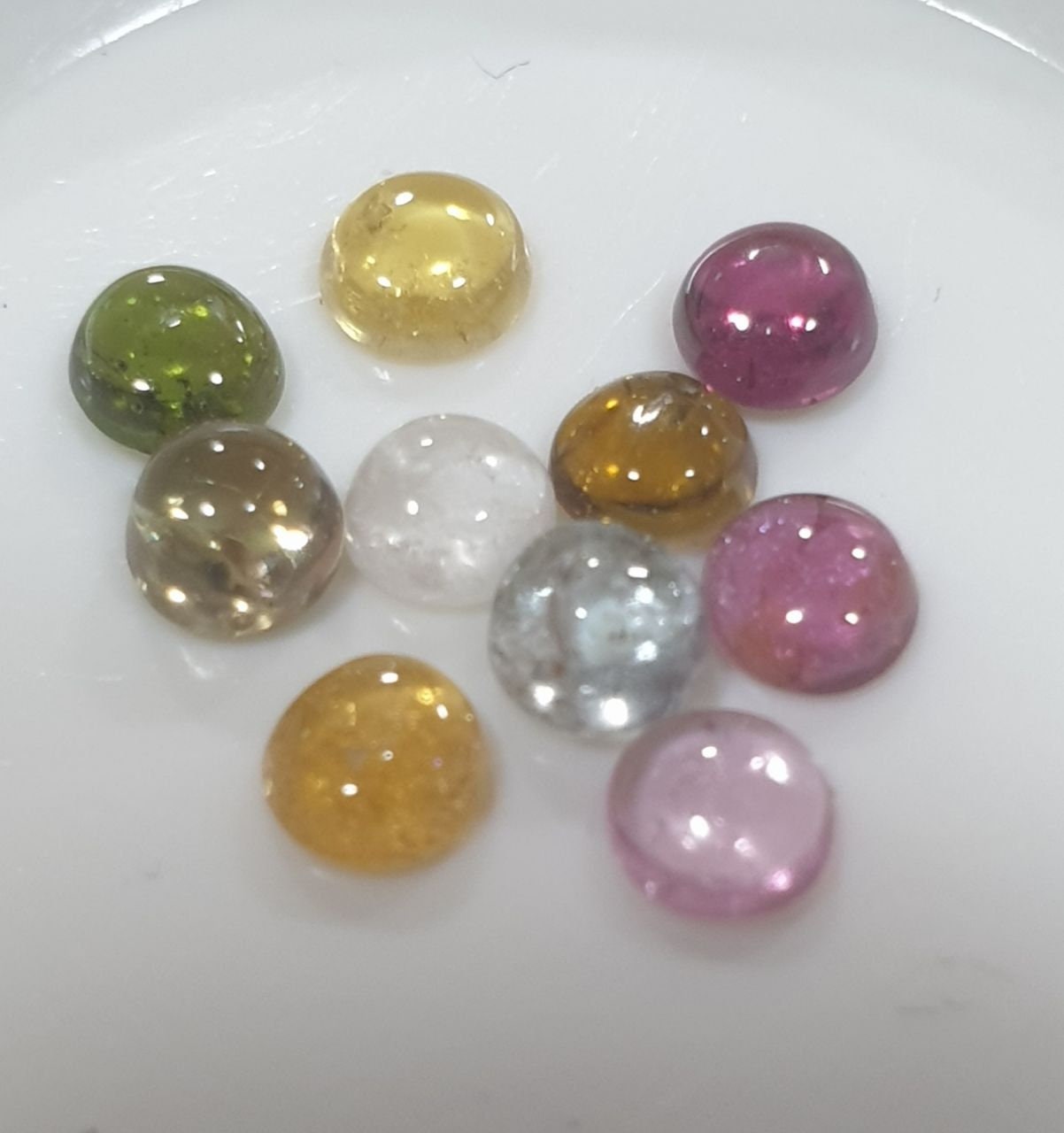 Tourmaline Lot Round Cabochons 3.5mm.-(10pcs)  -Gemstone Parcels-Loose Stones Wholesale Price