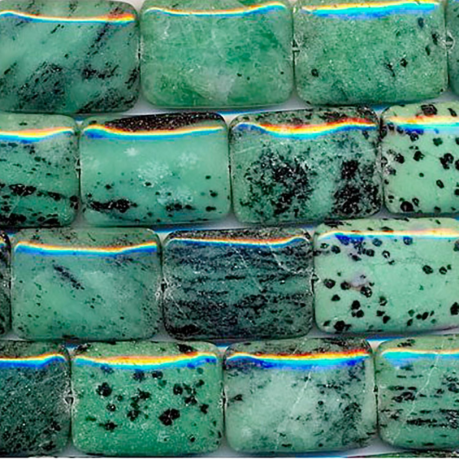 Perles rectangulaires lisses en zoïsite rubis St, 30 x 22 mm, 40 cm (16 pouces) - Fil de 40 cm (40 pouces)