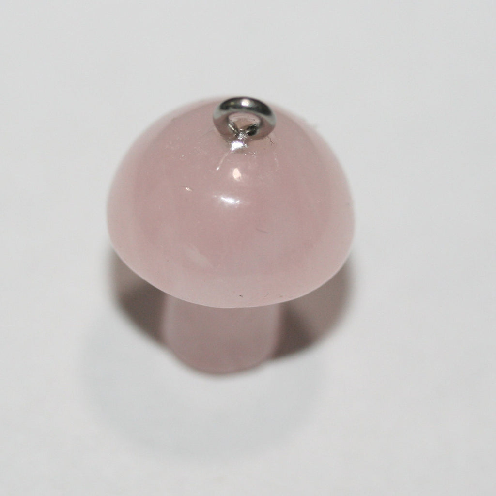 Colgante de hongo liso de cuarzo rosa 20x16mm.