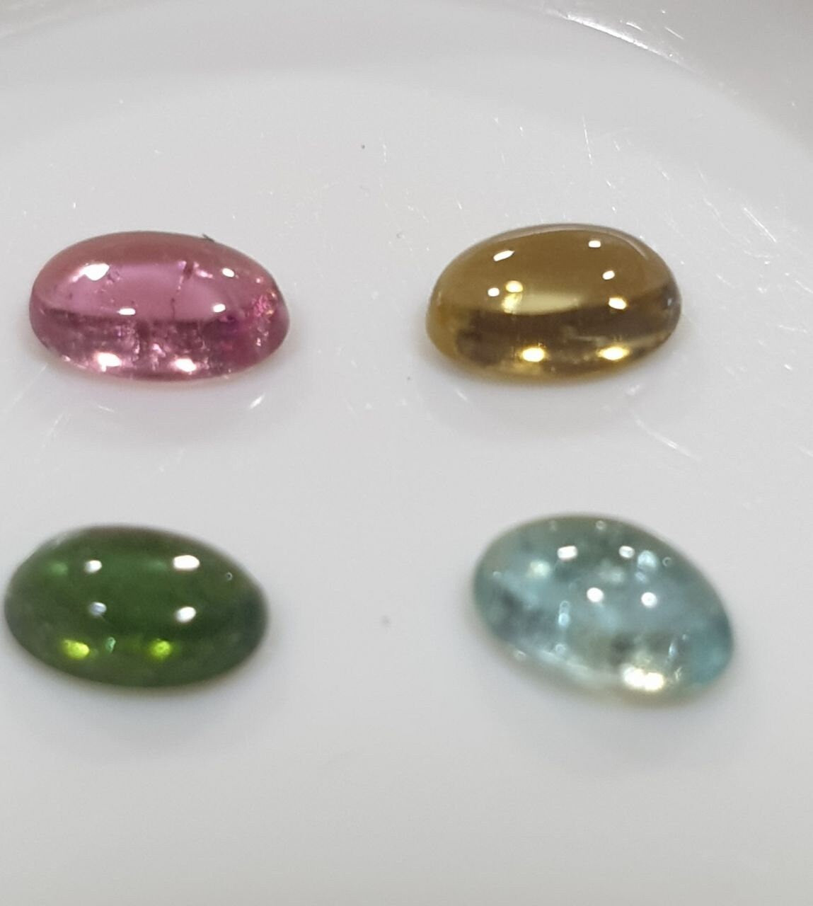 Tourmaline Lot Oval Cabochons 5x3mm.-(4pcs)  -Gemstone Parcels-Loose Stones Wholesale Price