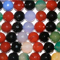 Cuentas redondas facetadas de ágata multicolor de 16" (14 mm) - Hilo de 40 cm