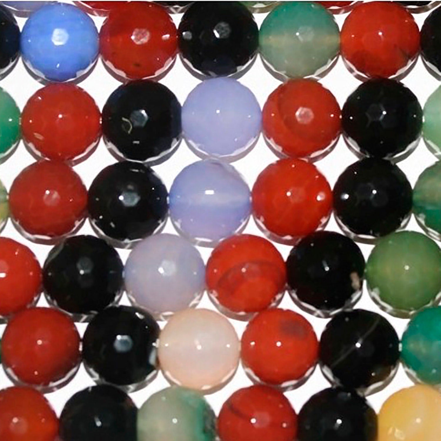 Cuentas redondas facetadas de ágata multicolor de 16" (14 mm) - Hilo de 40 cm