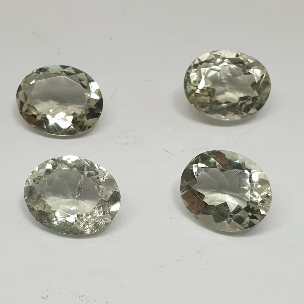 Lote de 4 piezas de amatista verde prasiolita facetada ovalada de 11 x 9 mm - Lote de piedras preciosas