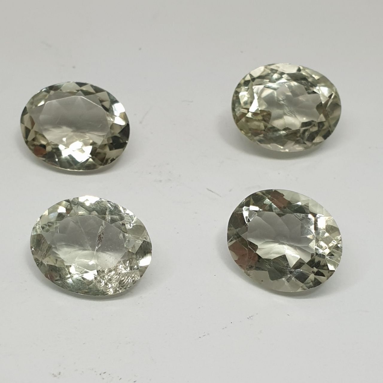 Lote de 4 piezas de amatista verde prasiolita facetada ovalada de 11 x 9 mm - Lote de piedras preciosas