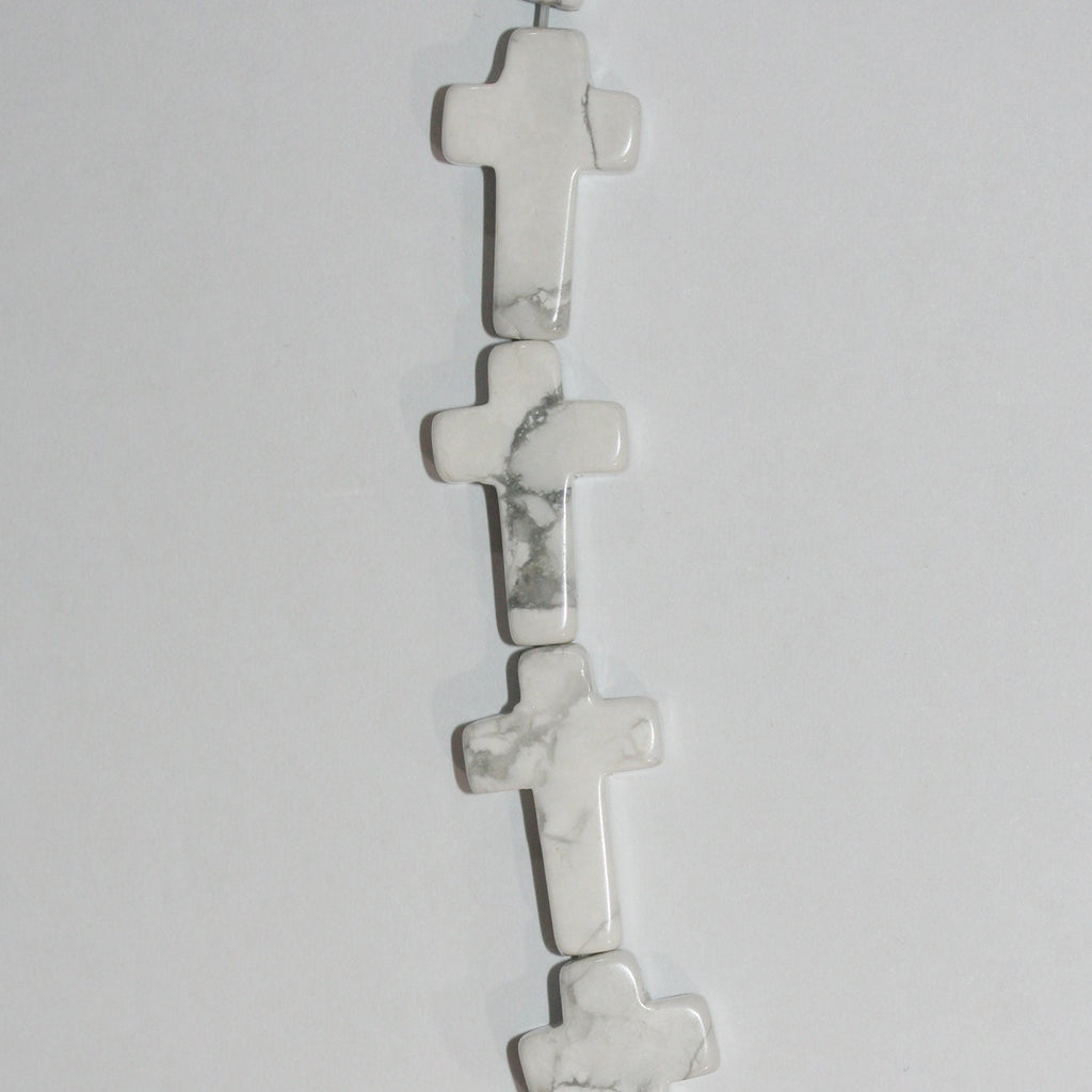 16" St White Howlite Smooth Cross Beads 20x12mm.-Hilo 40cm.