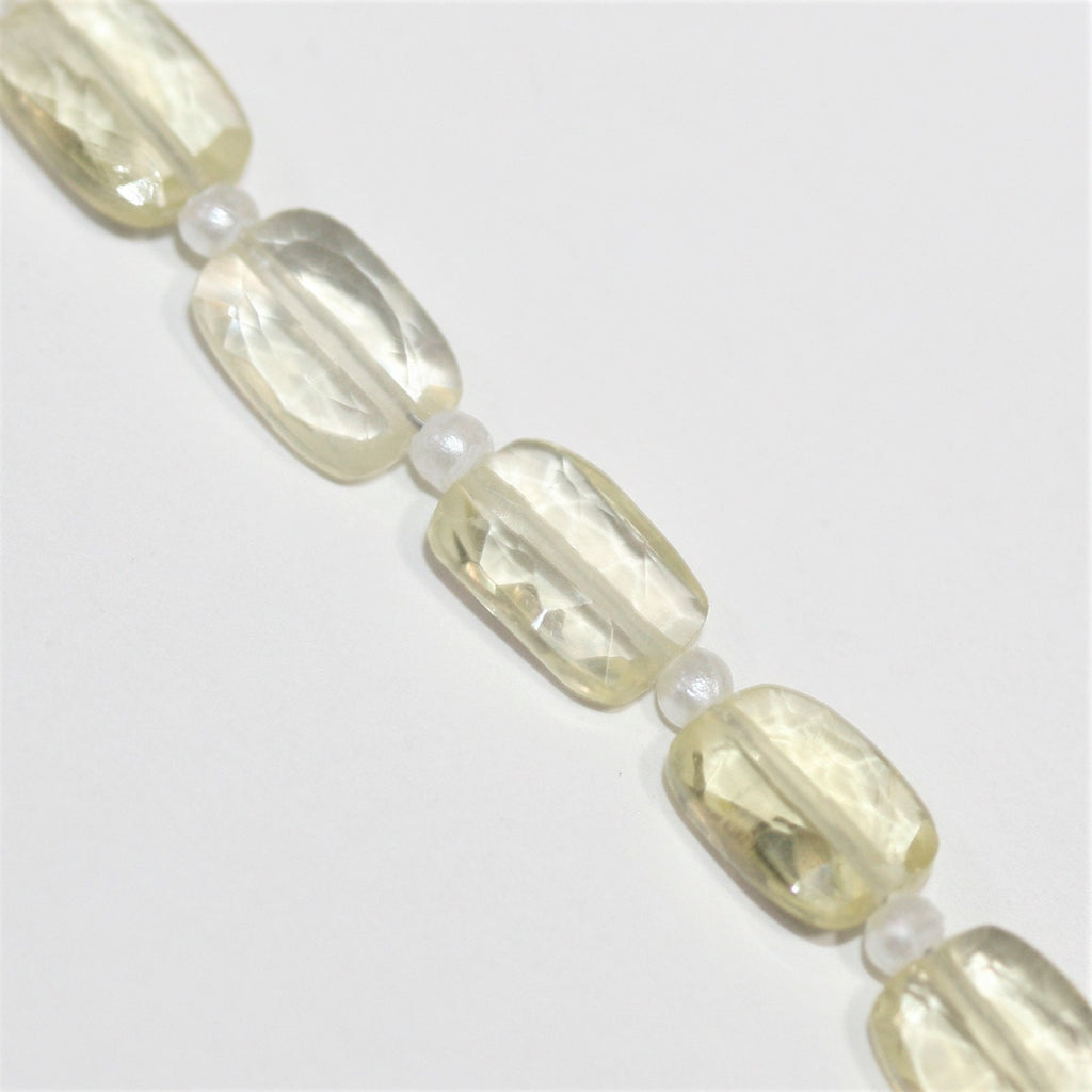 Cuentas rectangulares facetadas de cuarzo St Lemon de 7" de 9 x 6 mm - Hilo de 18 cm.