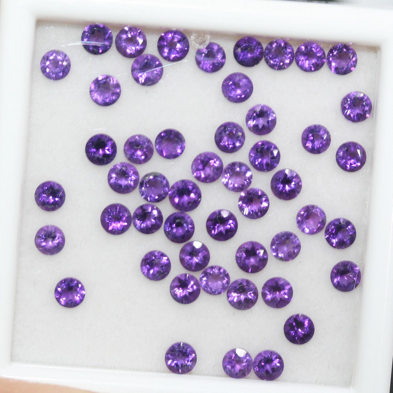 Lot d'améthystes rondes à facettes de 3 mm (5 ct)