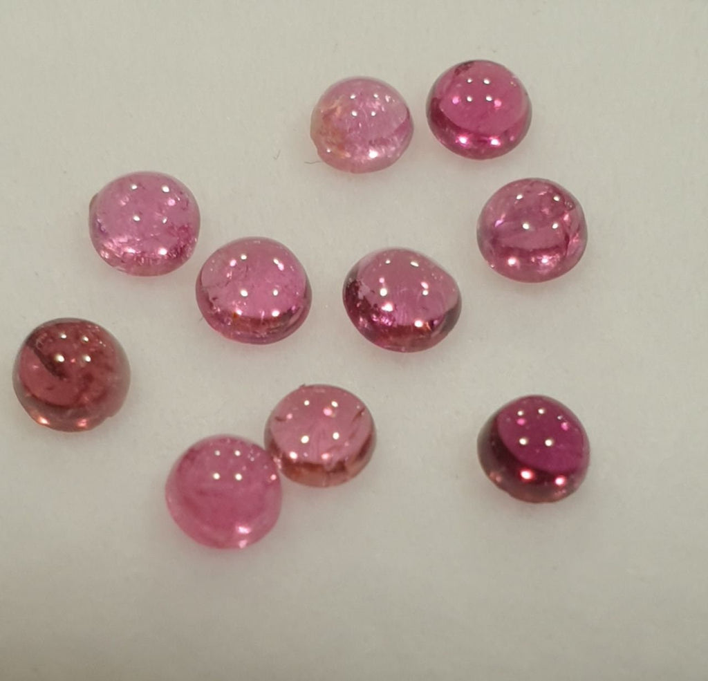 10 Pcs Pink Tourmaline Round Cabochon Lot 3mm Small Size Gemstone Cabochon- Natural Calibrated Stones