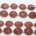 Perles ovales en quartz St. Cherry de 8 pouces (10 x 8 mm). Longueur approximative du brin : 20 cm.