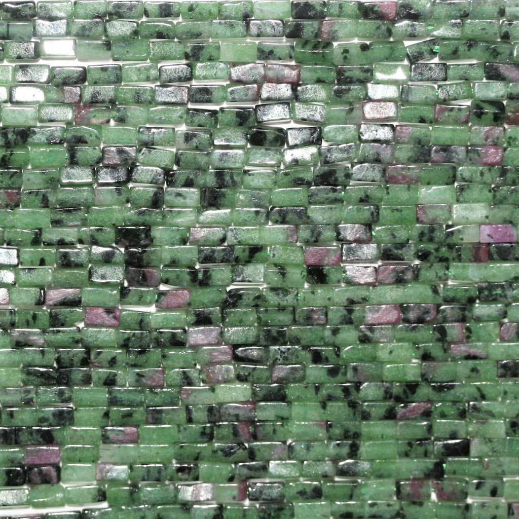 15" St Ruby Zoisite Perles Prisme Lisse 4x2mm.- Brin 39cm.