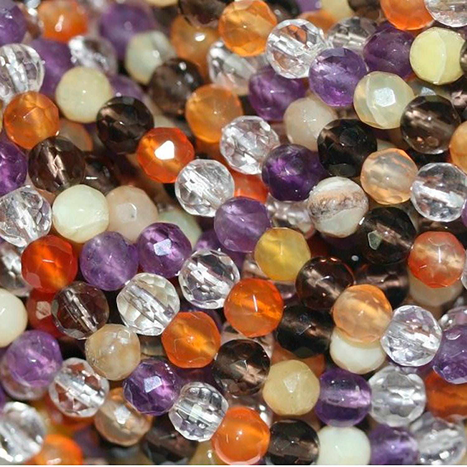 Perles rondes à facettes en quartz mélangé, 16 pouces, 8 mm - Fil de 40 cm