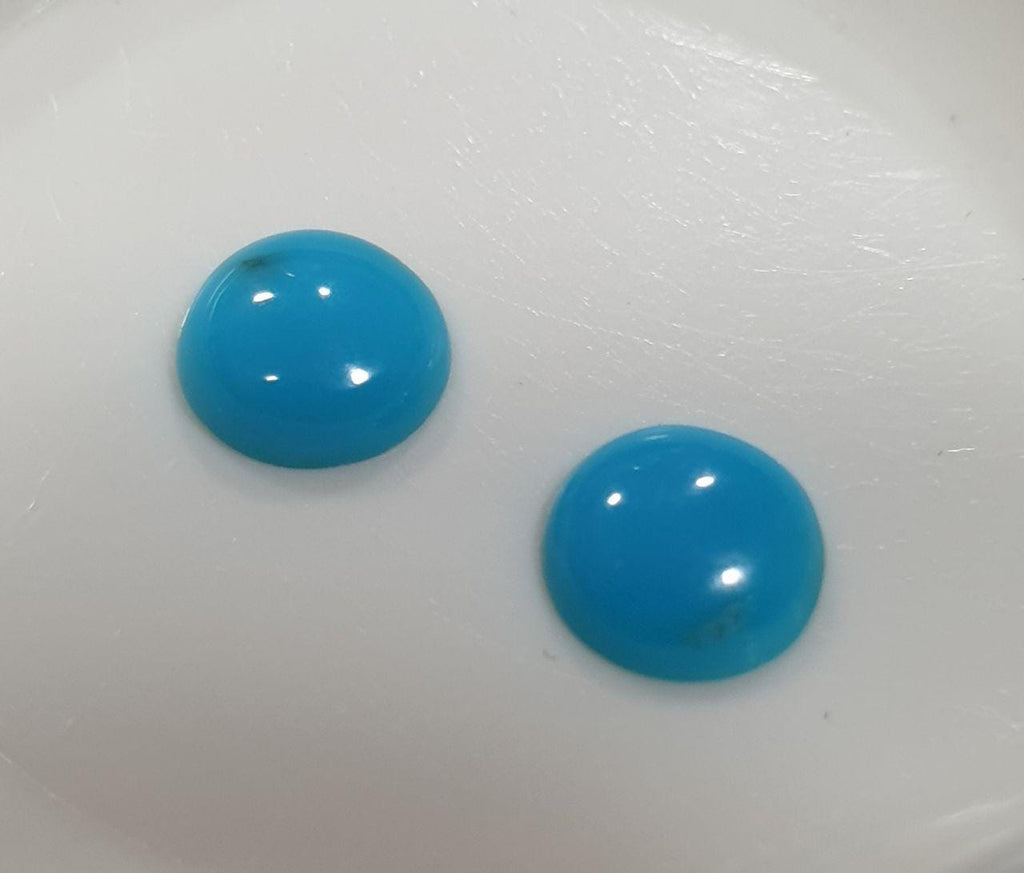 Natural Arizona Turquoise Pair Round Cabochon 6mm.-(2Pcs)