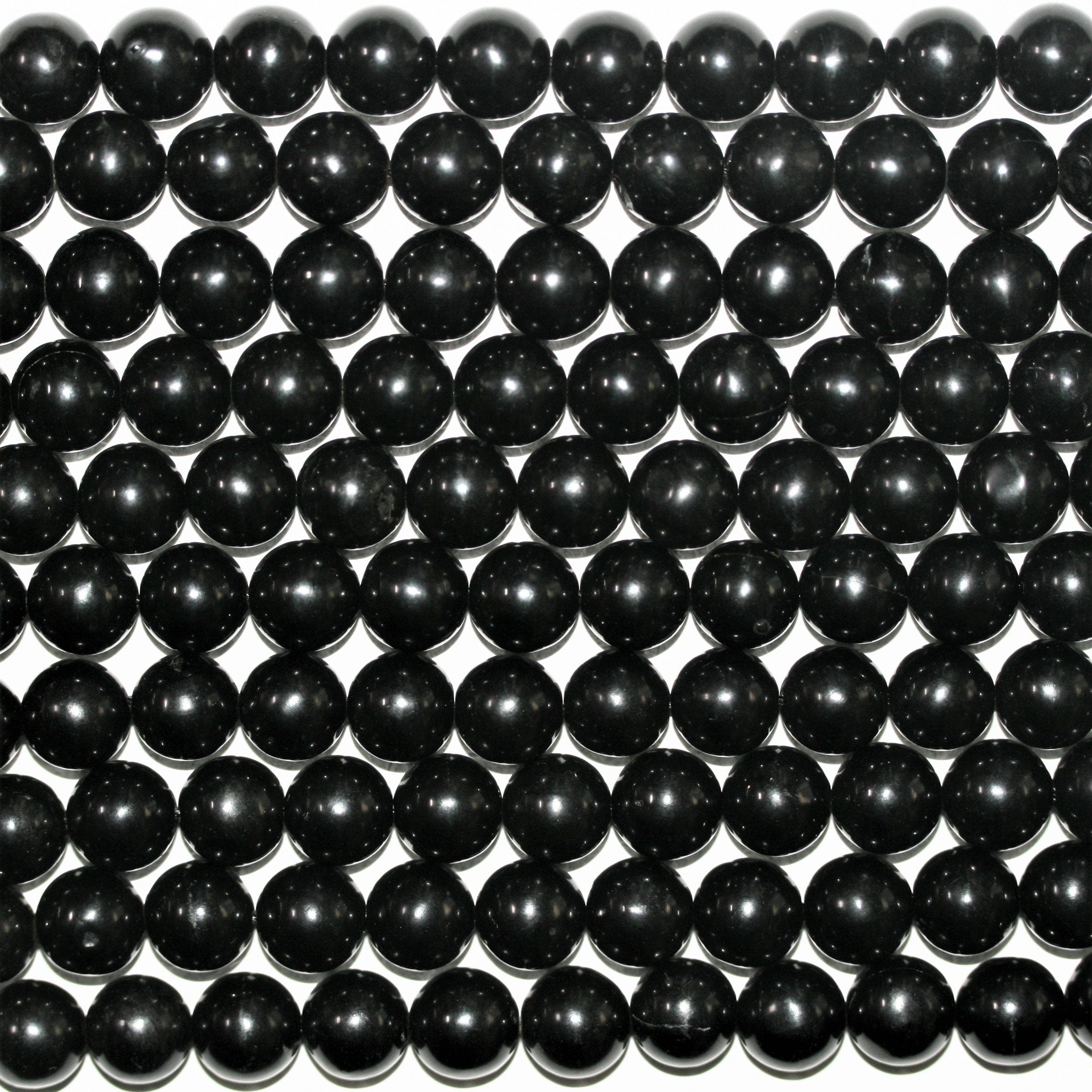Perles rondes lisses Jet 12 mm - Fil de 40 cm.
