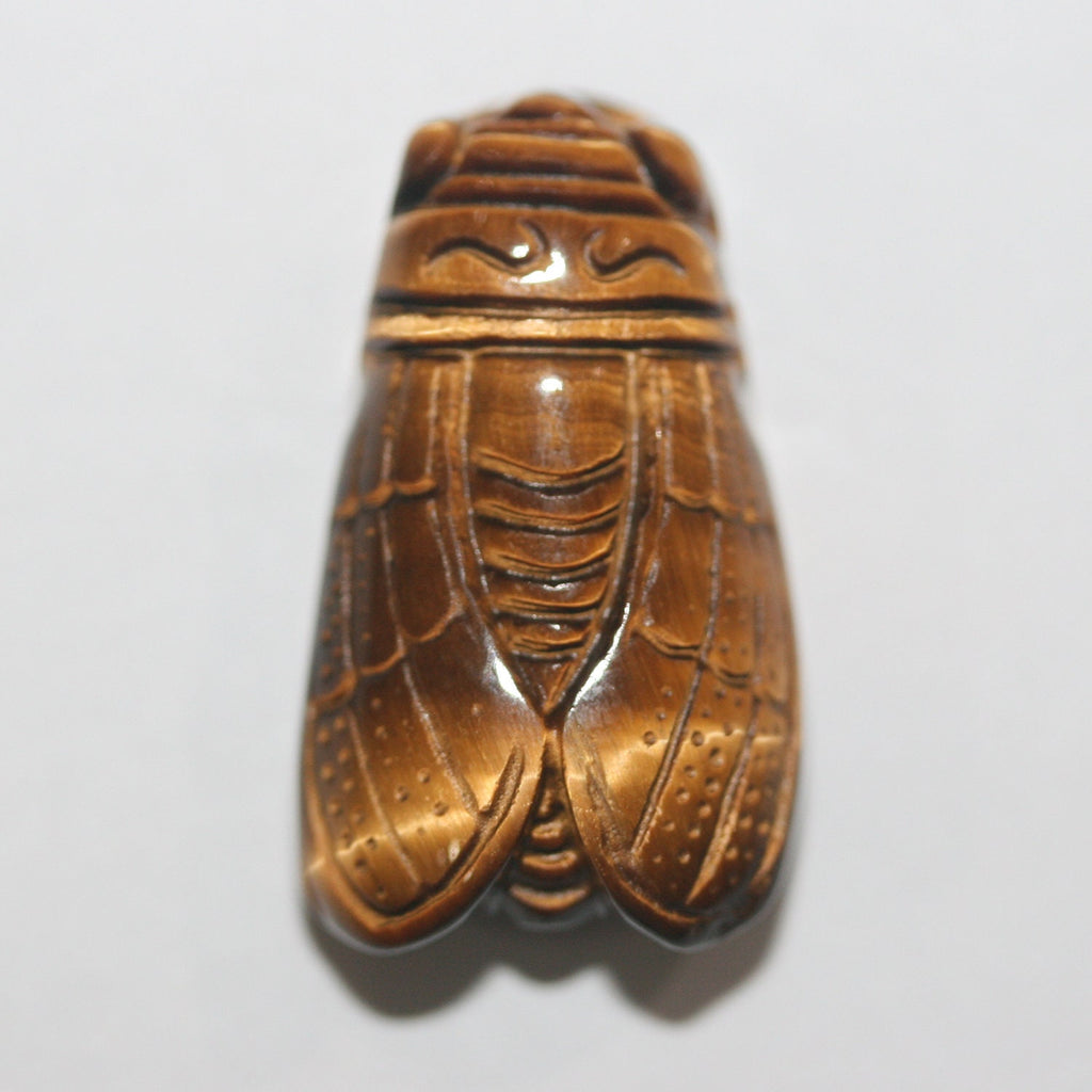 Pendentif mouche œil de tigre 27x16mm.