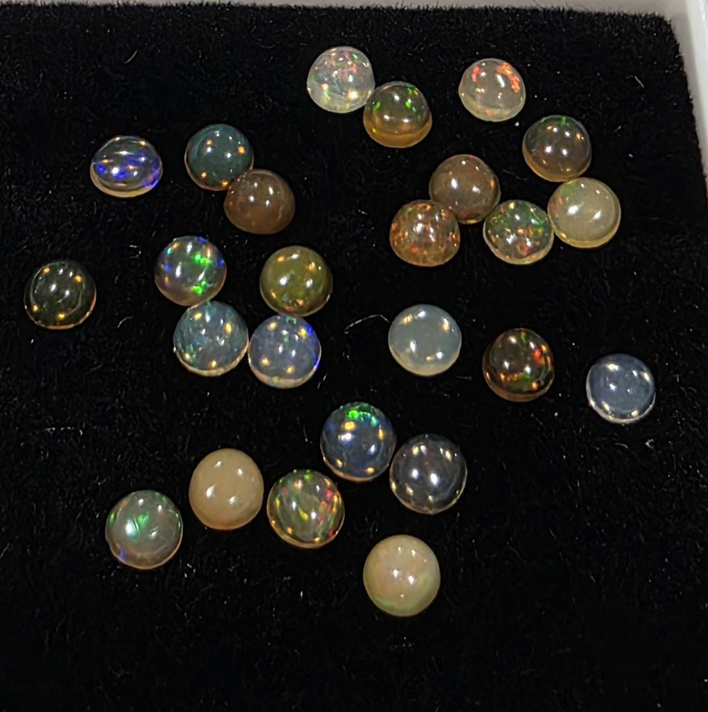 Ethiopian Opal Lot Round Cabochon 3mm. (25pcs)  -Gemstone Parcels-Loose Stones Wholesale Price