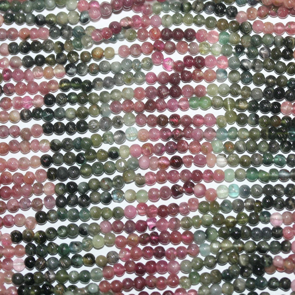 Perles rondes lisses en tourmaline St de 3,56 cm (14 pouces), 3 mm de diamètre. Fil de 34 cm. Réf. 3029