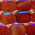 Cuentas rectangulares facetadas de ágata de fuego de 40 x 30 mm (16") - Hilo de 40 cm