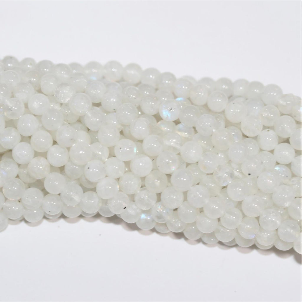 13" St Moonstone Smooth Round Beads 5.5-6mm -Strand 34cm.