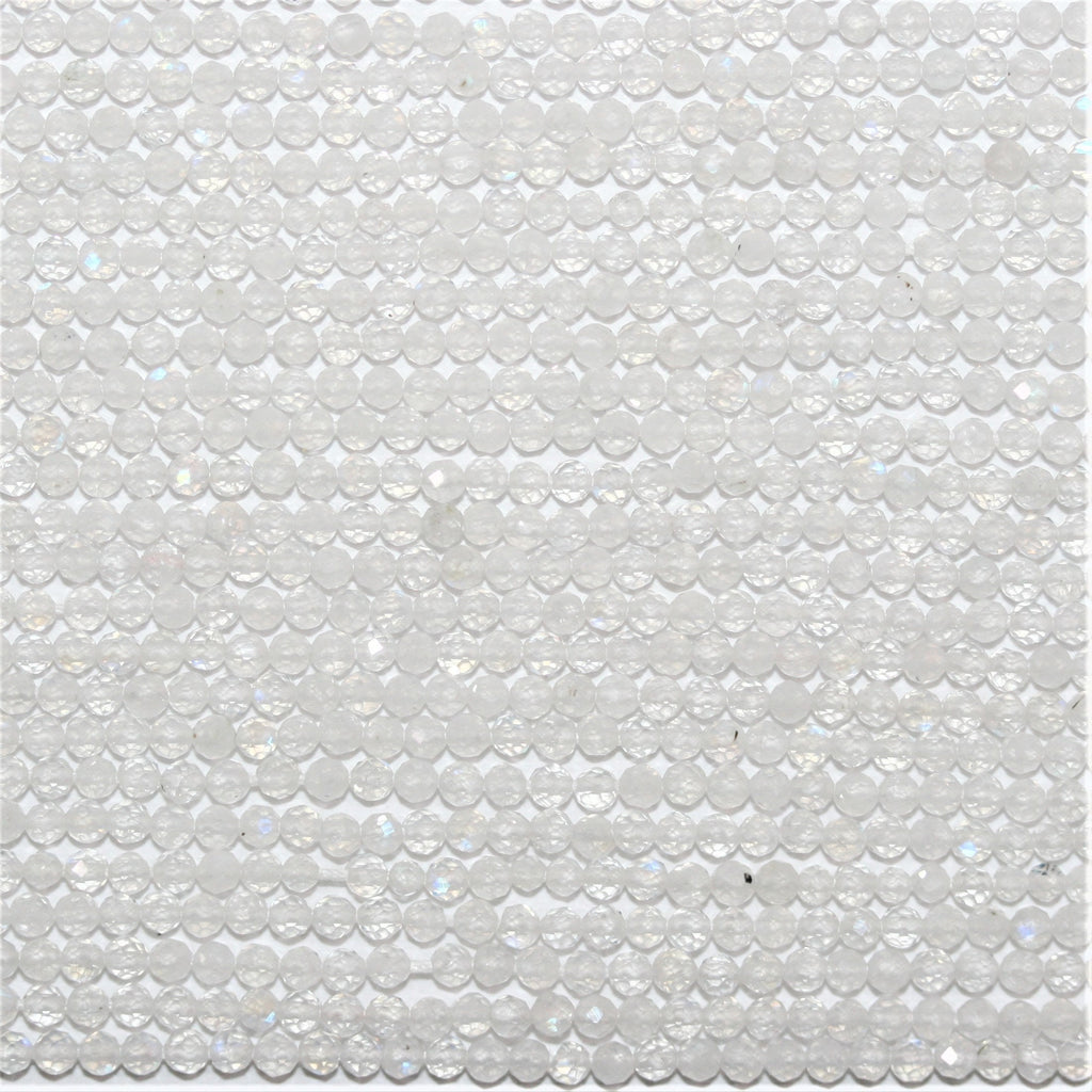 13" St Moonstone Faceted Round Beads 2mm.- Strand 34cm.