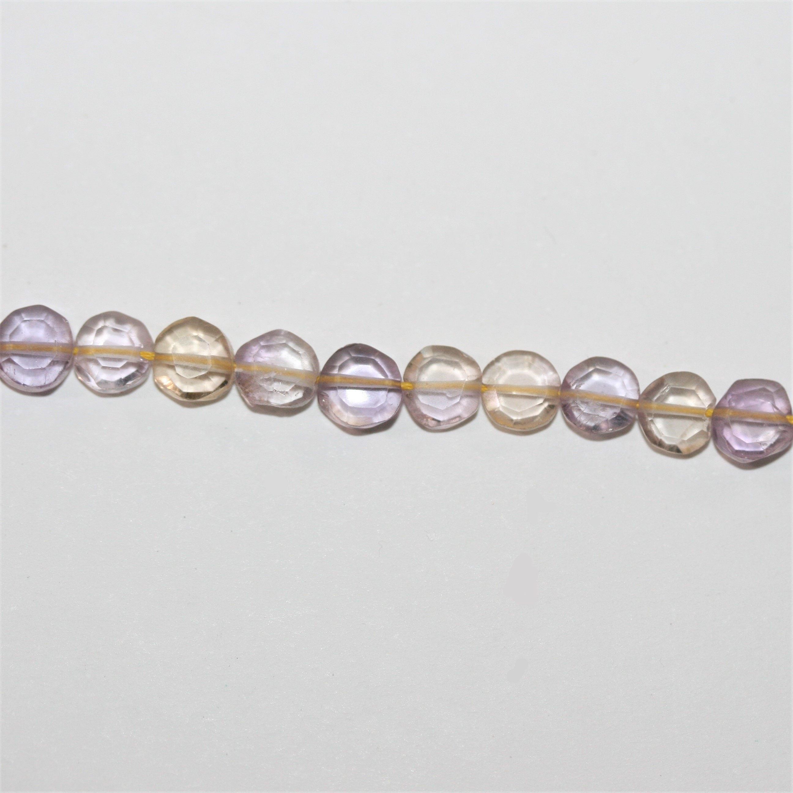 13" St Ametrine Faceted Coin Beads 5-6mm.- Strand 34cm.