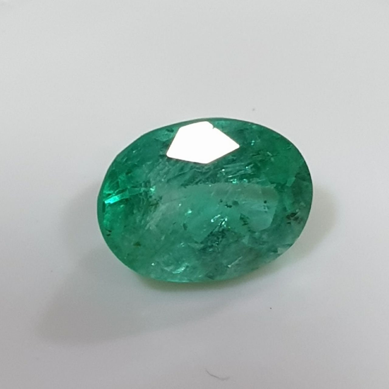 1.21ct Emerald  Faceted Oval 7.8x6mm.- Natural Brazilian  Emerald