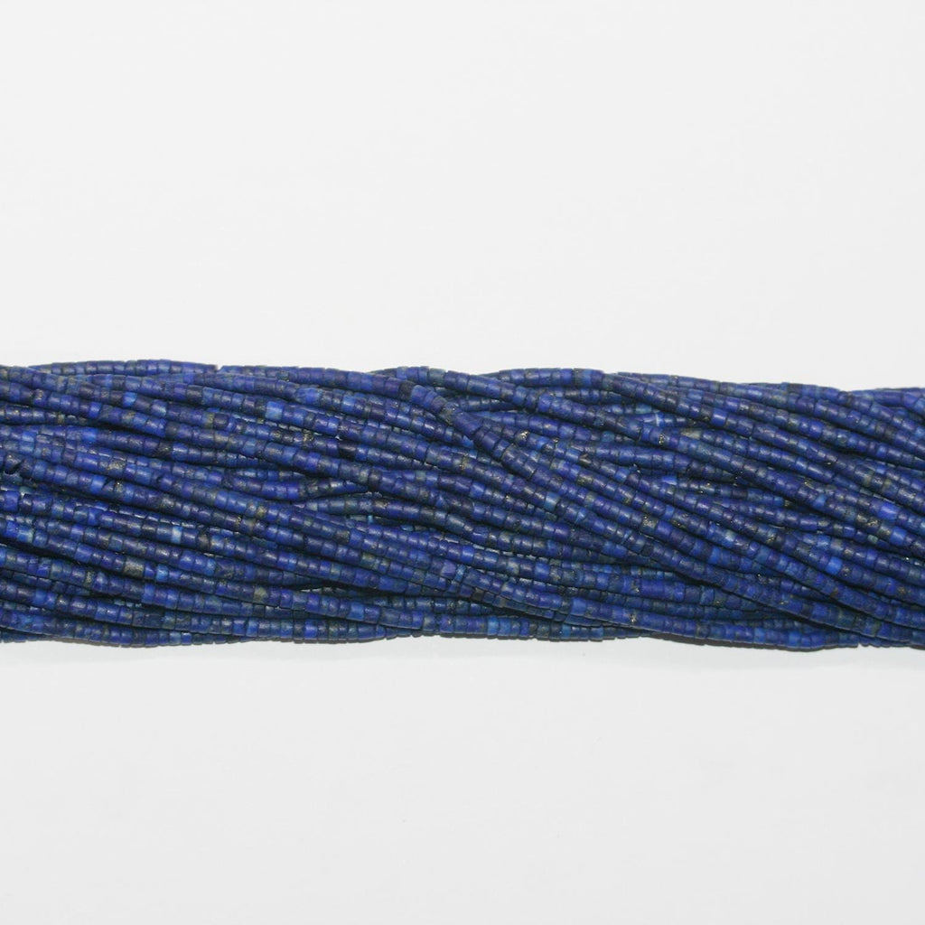 Perles tubulaires lisses en lapis-lazuli St Tiny 2x1mm.-Rig 39cm.
