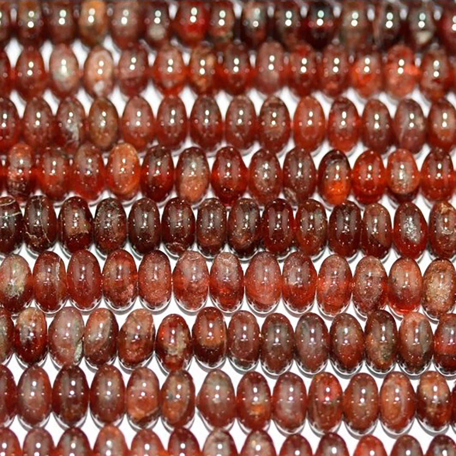 Cuentas redondas lisas de granate de 40 cm, 8 x 4 mm. Tira de 40 cm.