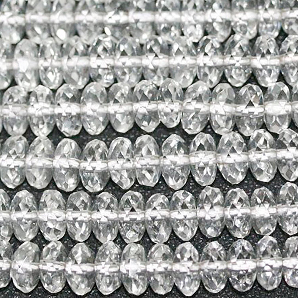 Perles rondelles à facettes en cristal de roche, 8 x 4 mm, 15 pouces (38 cm) - Longueur : 39 cm