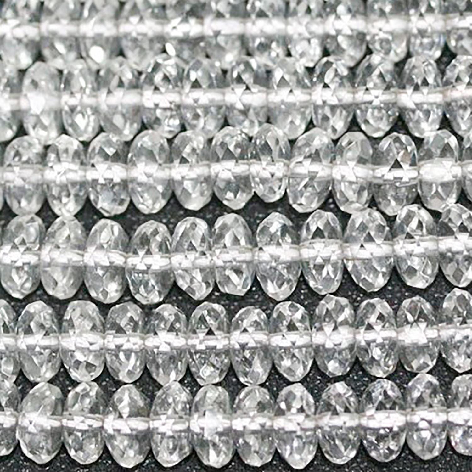 Perles rondelles à facettes en cristal de roche, 8 x 4 mm, 15 pouces (38 cm) - Longueur : 39 cm