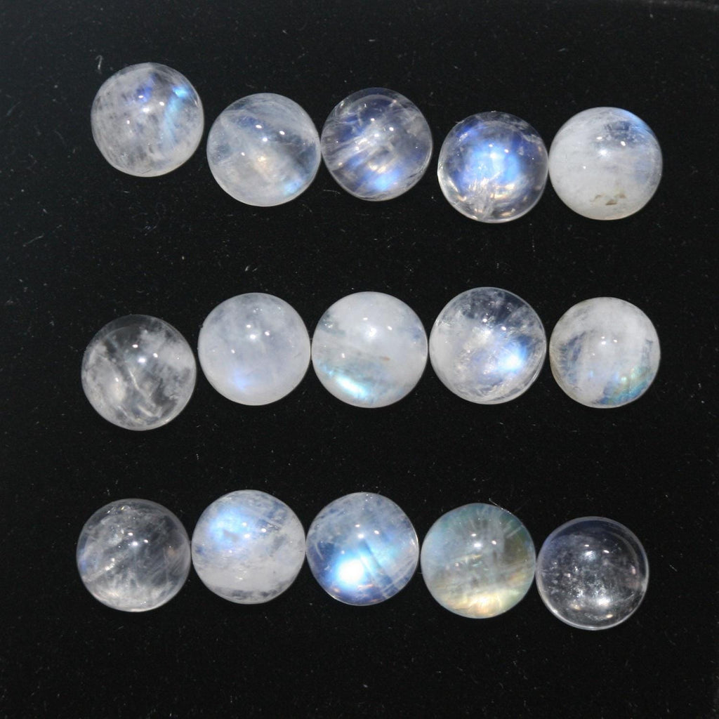 Lote de 15 cabujones redondos de piedra lunar de 5 mm. (15 piezas)