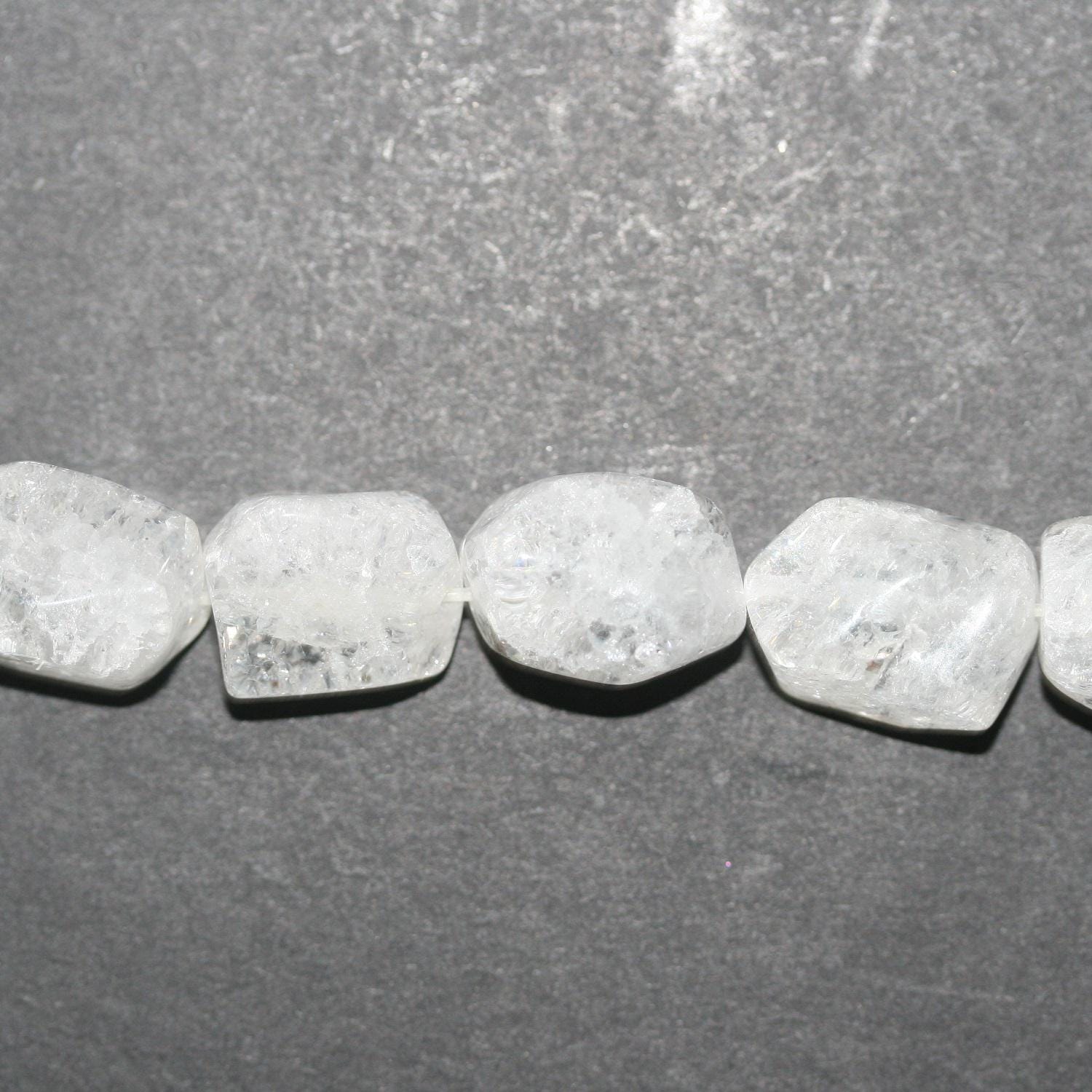 Perles de quartz cristal de roche facettées et craquelées, 15 pouces (environ 39 cm), longueur 39 cm (39 cm).