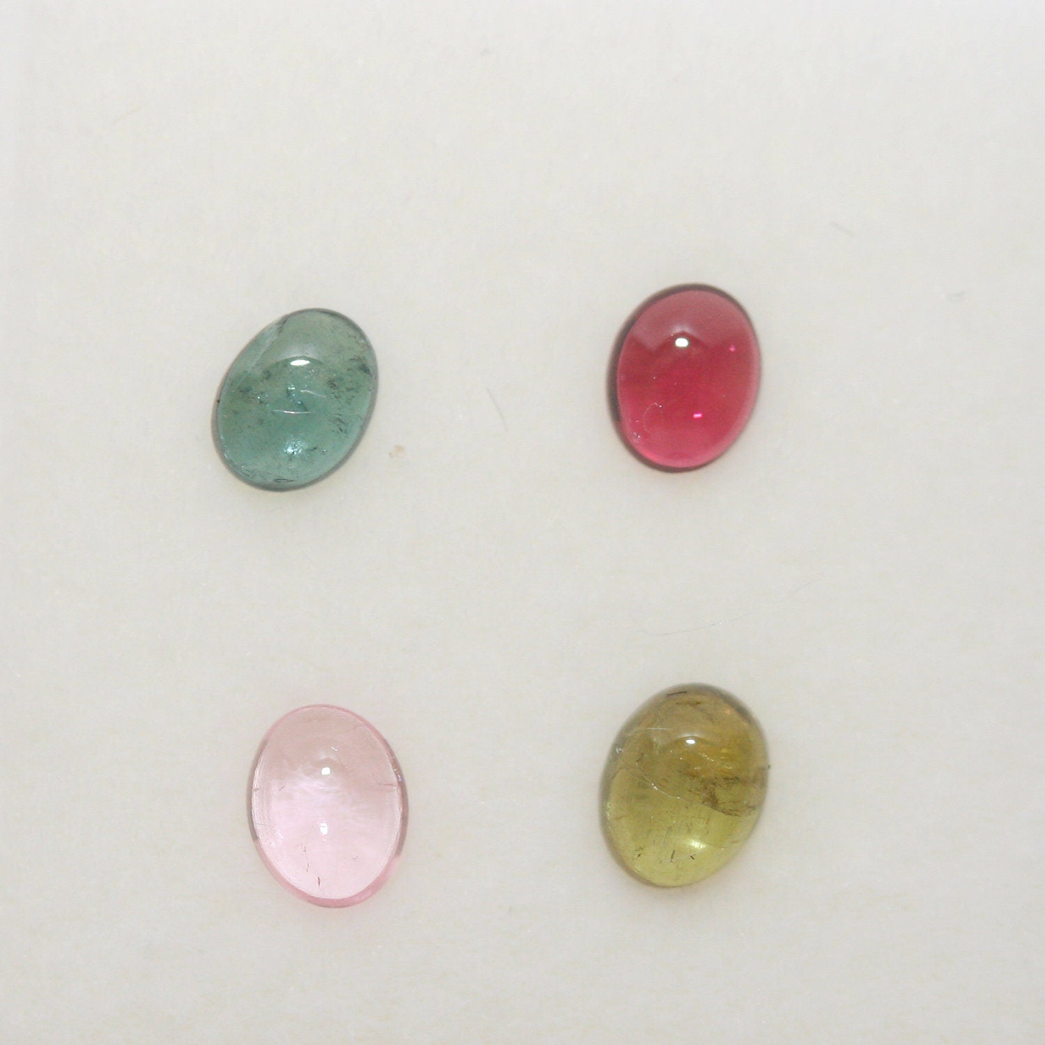 Tourmaline Lot Oval Cabochons 4x3mm.-(4pcs)  -Gemstone Parcels-Loose Stones Wholesale Price
