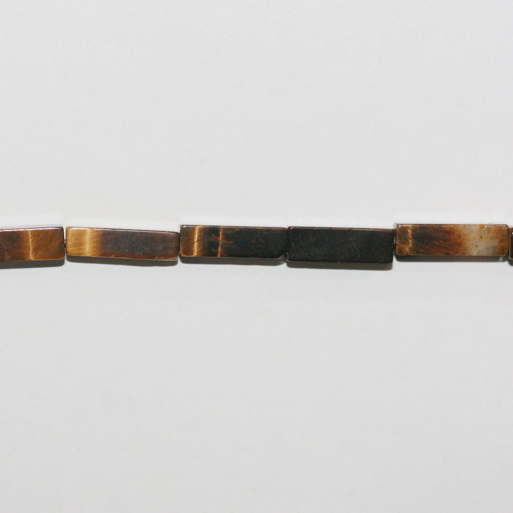 Perles prismatiques lisses œil de tigre St 15" 13x4mm.- Brin 39cm.