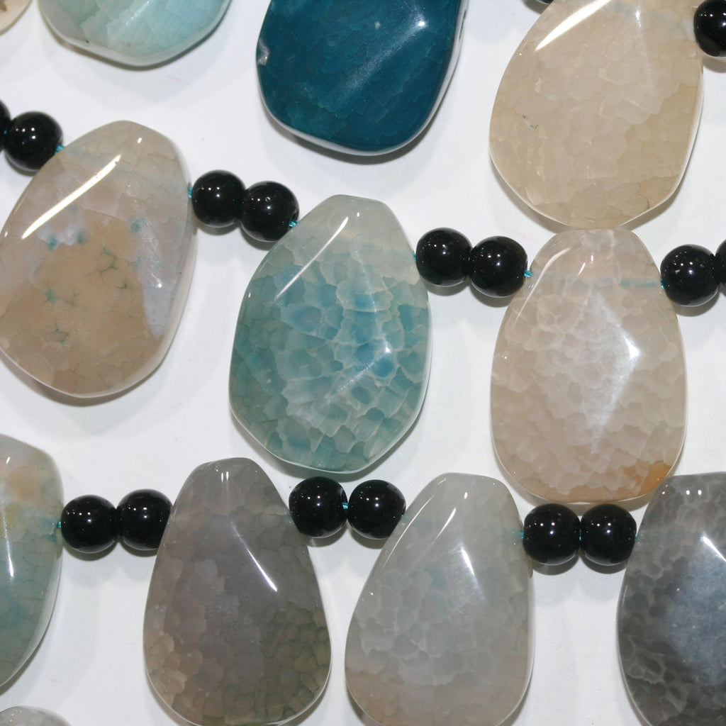 Cuentas facetadas de ágata azul St. de 16", 30 x 20 mm, hilo de 40 cm.