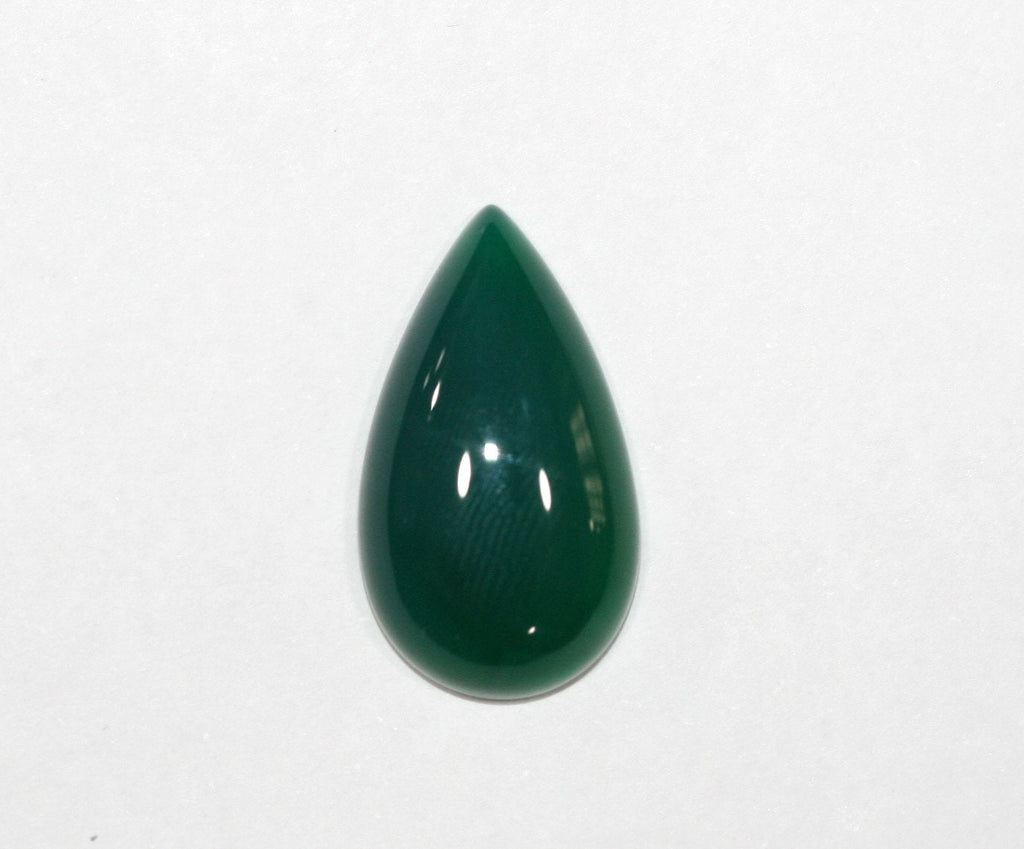 4 cabochons en agate verte en forme de goutte, 23 x 13 mm. (4 pièces).